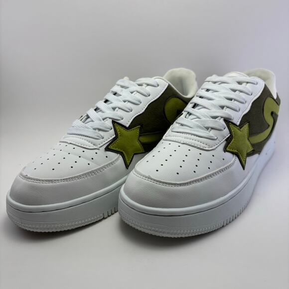 KADULANG White Sneakers With Green Shooting Star Design Mens Size 9.5 - Picture 11 of 12